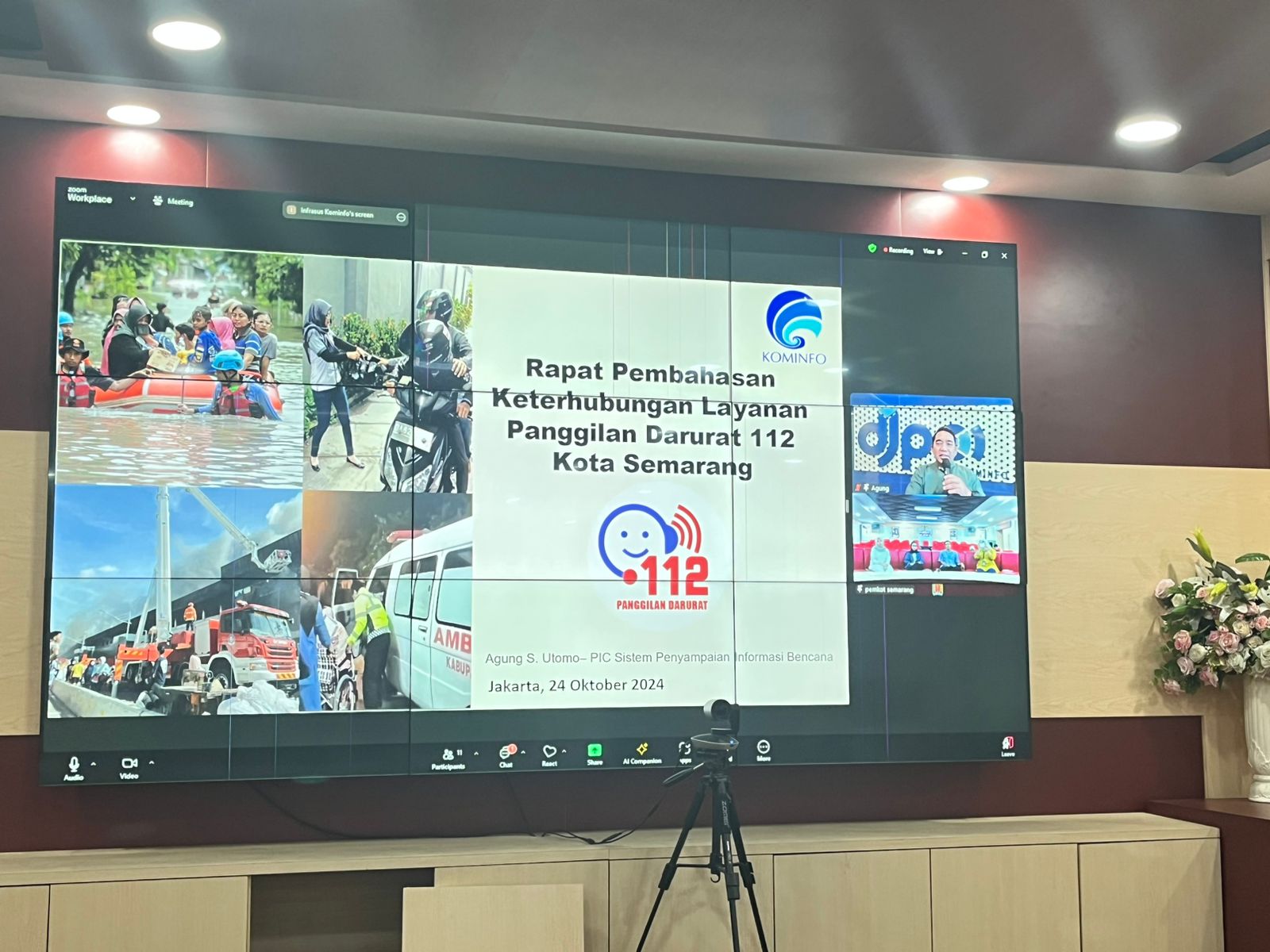 DISKOMINFO Kota Semarang Bahas Keterhubungan Layanan Panggilan Darurat 112 melalui Zoom Meeting